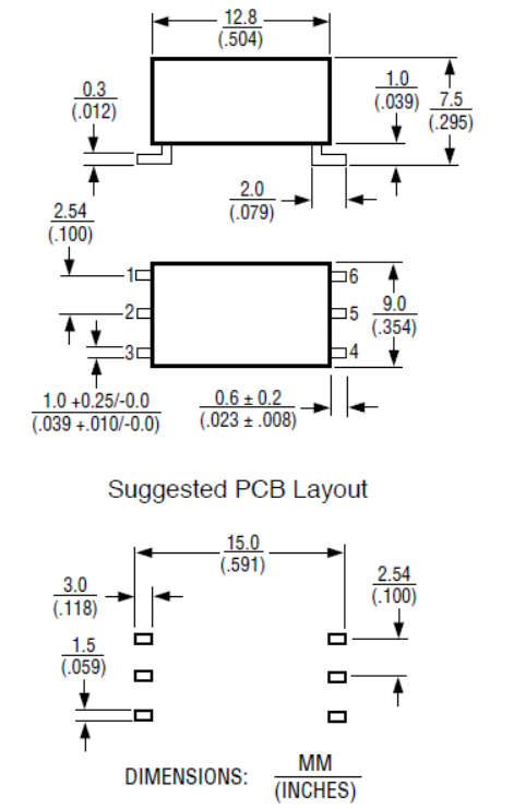 SM-LP-5001 시리즈 통신용 표면 실장 라인 매칭 변압기